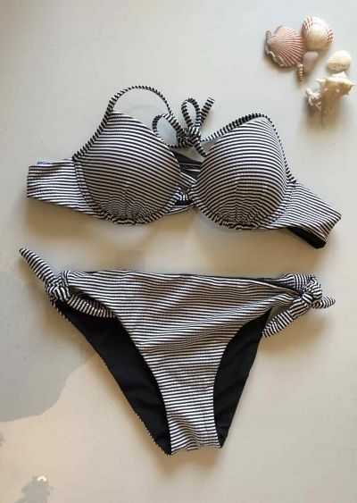 Bikini reggiseno imbottito con ferretto righe nere-bianche sìèlei