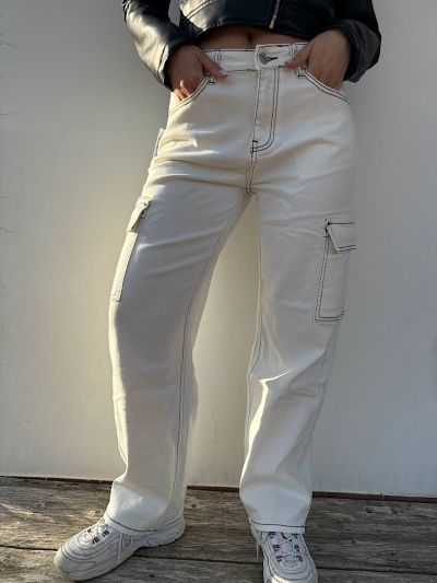 Jeans cargo bianco