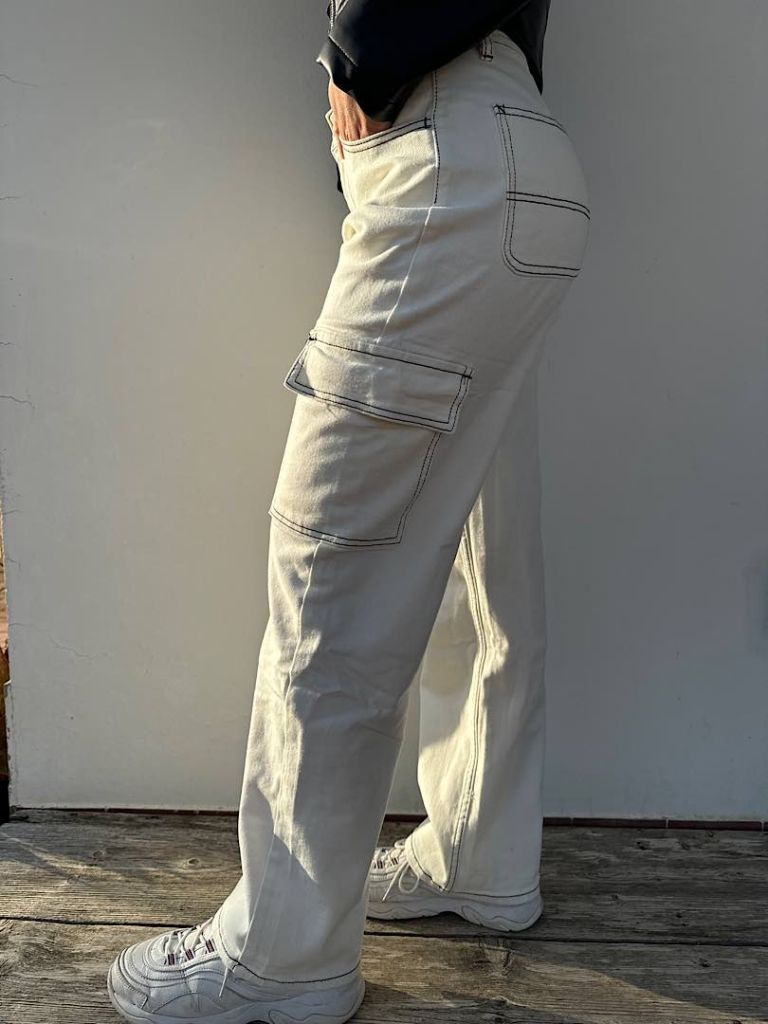 Jeans cargo bianco