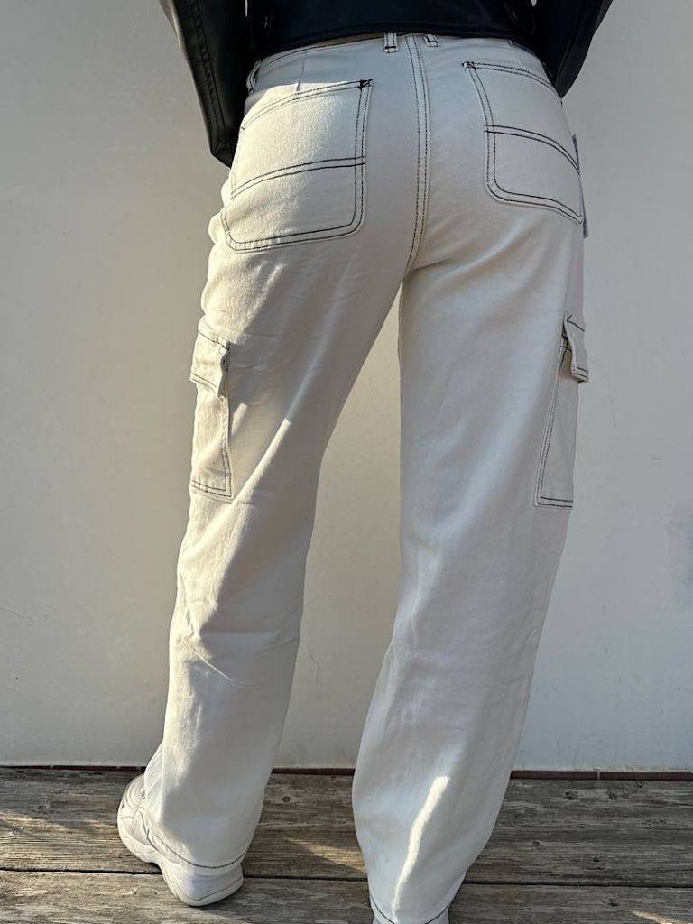 Jeans cargo bianco