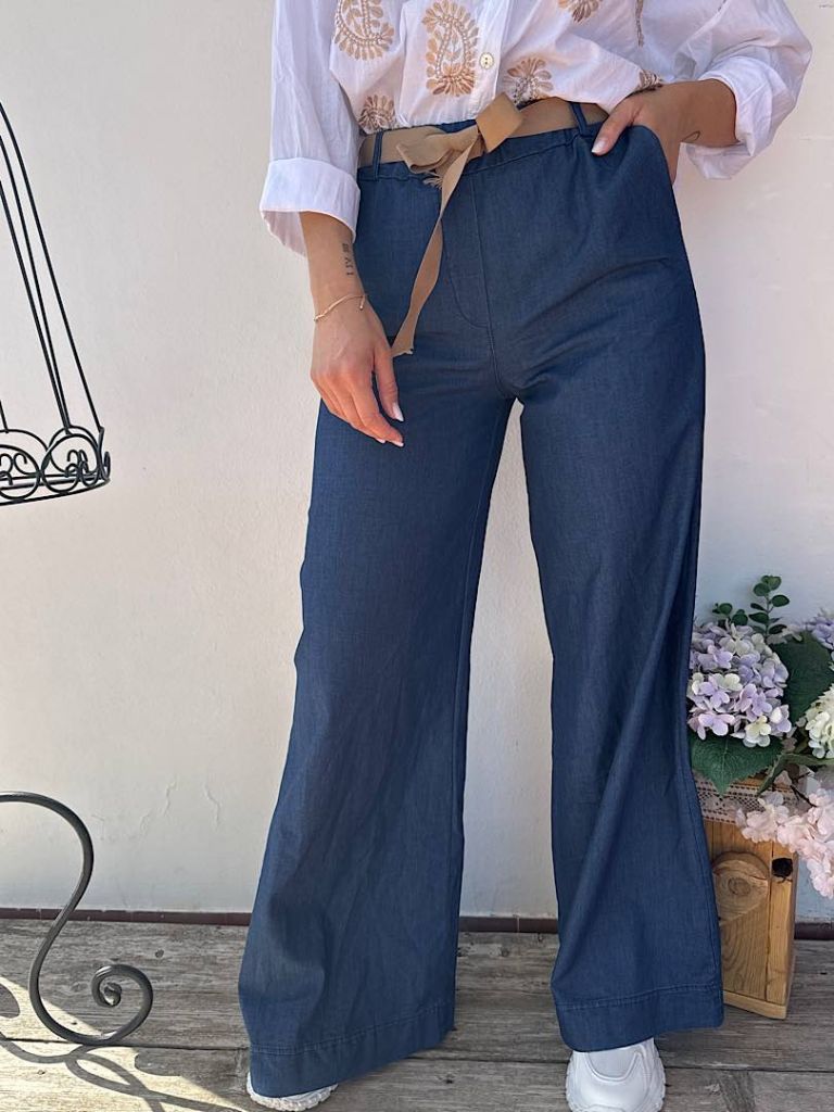 Pantalone palazzo in chambray