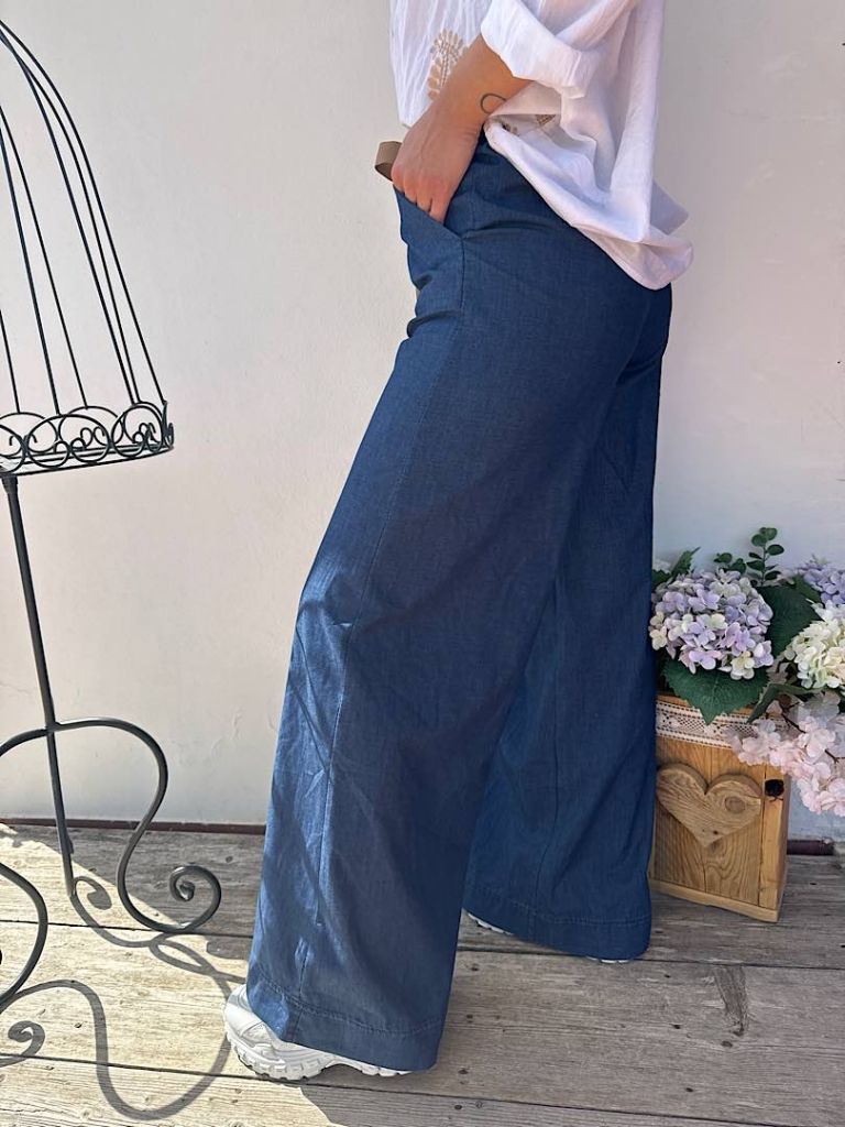 Pantalone palazzo in chambray