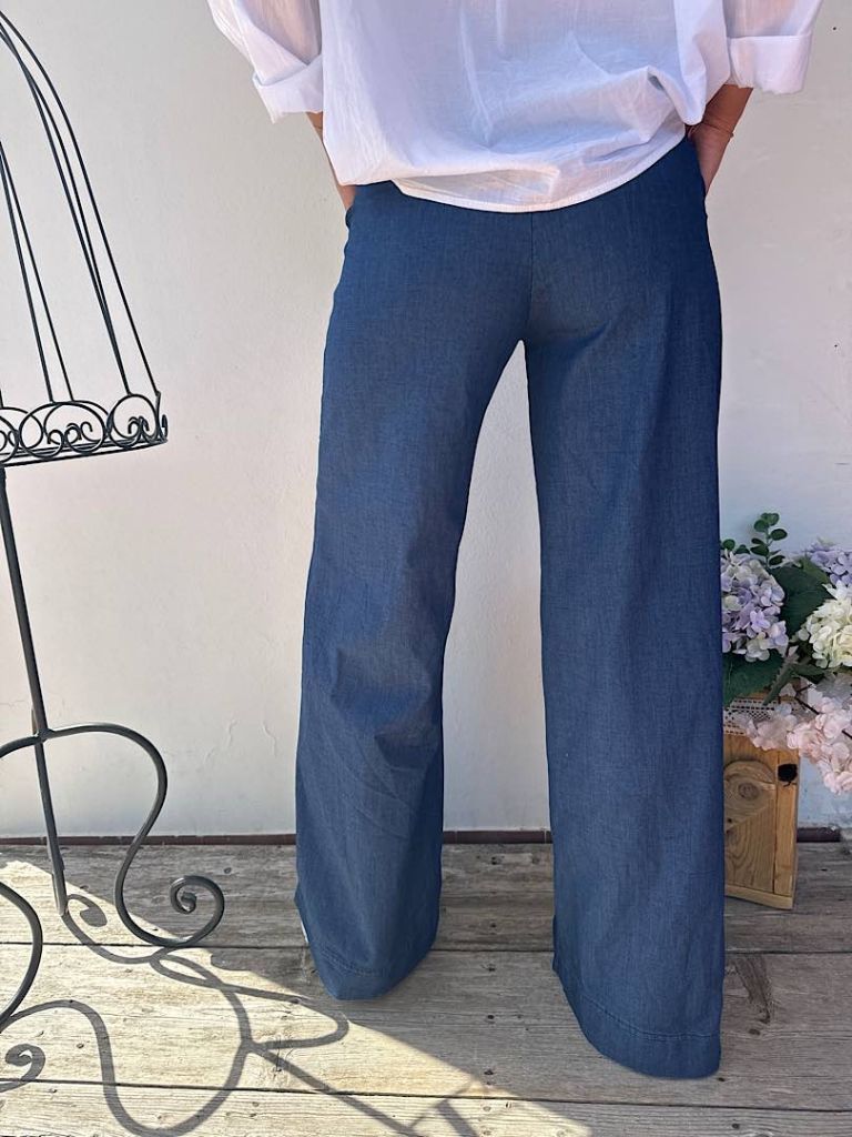 Pantalone palazzo in chambray