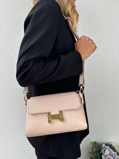 Pochette in pelle cipria