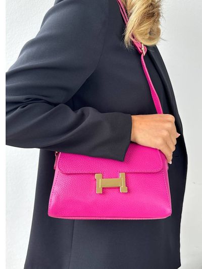 Pochette in pelle fucsia