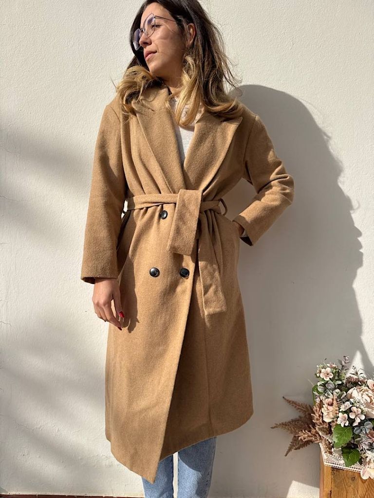 Cappotto doppiopetto cammello