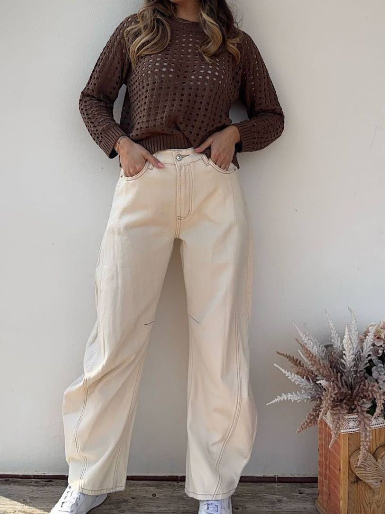 Jeans baloon panna