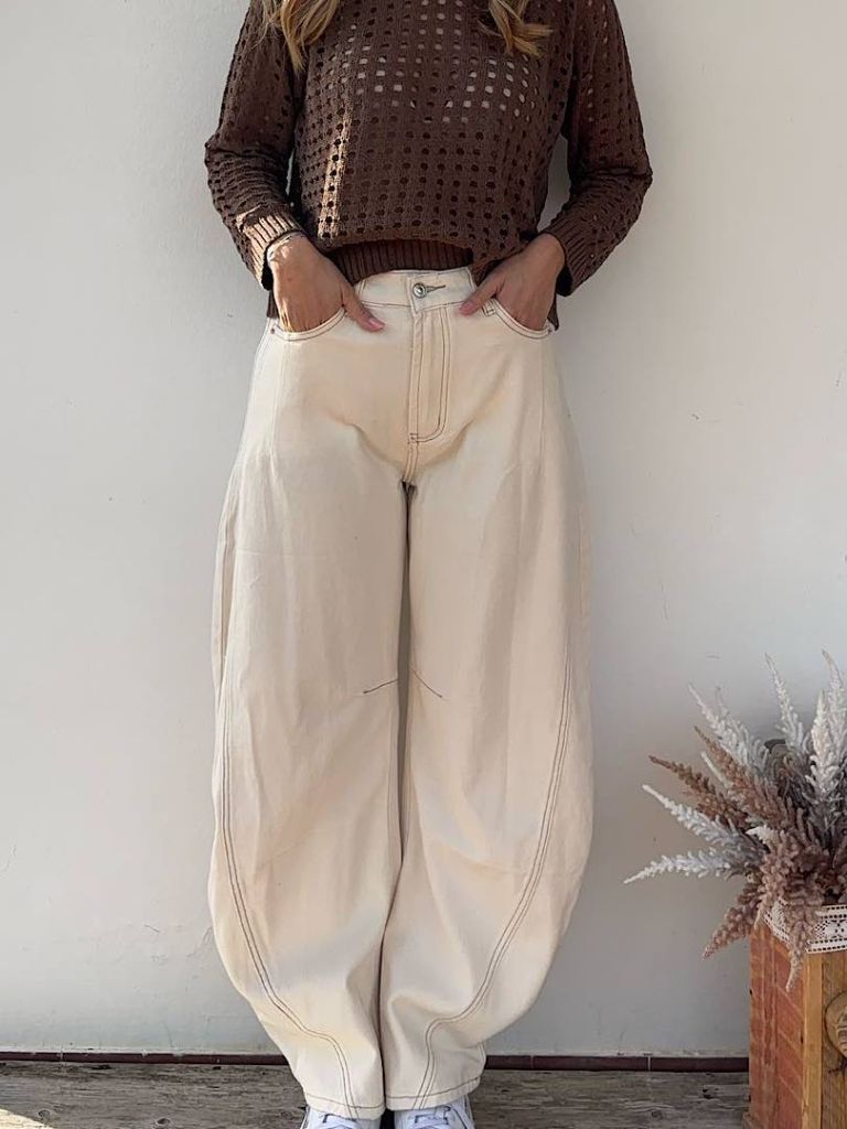 Jeans baloon panna