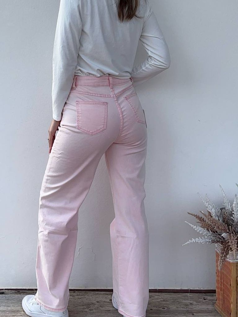 Jeans palazzo rosa
