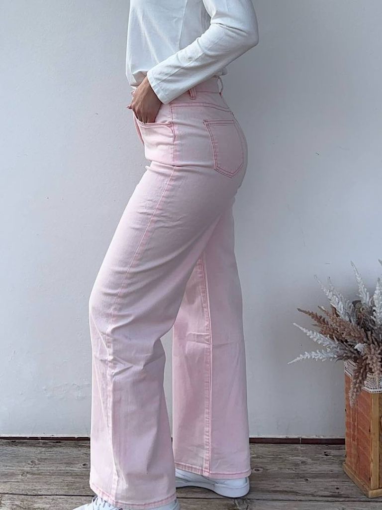 Jeans palazzo rosa
