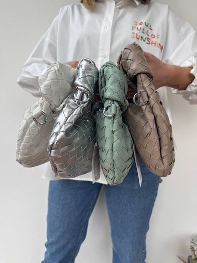 borsa ecopelle intrecciata nodo modello bottega veneta