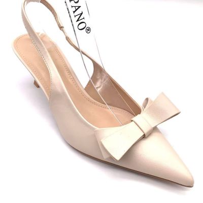 slingback ecopelle con fiocco scarpa elegante