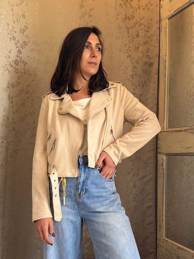 giacca scamosciata chiodo crop tendenza
