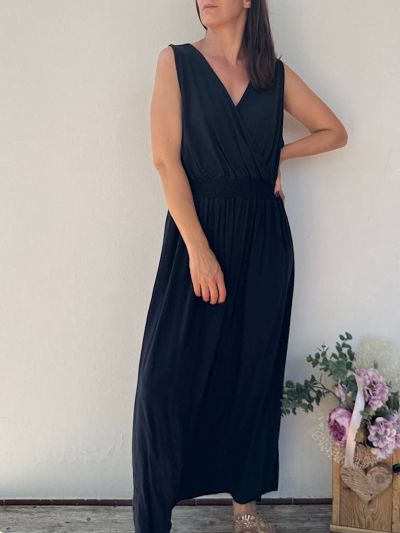 abito lungo viscosa borgona