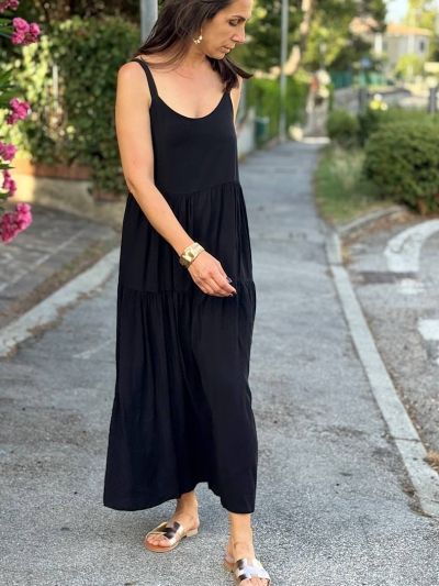abito lungo viscosa borgona