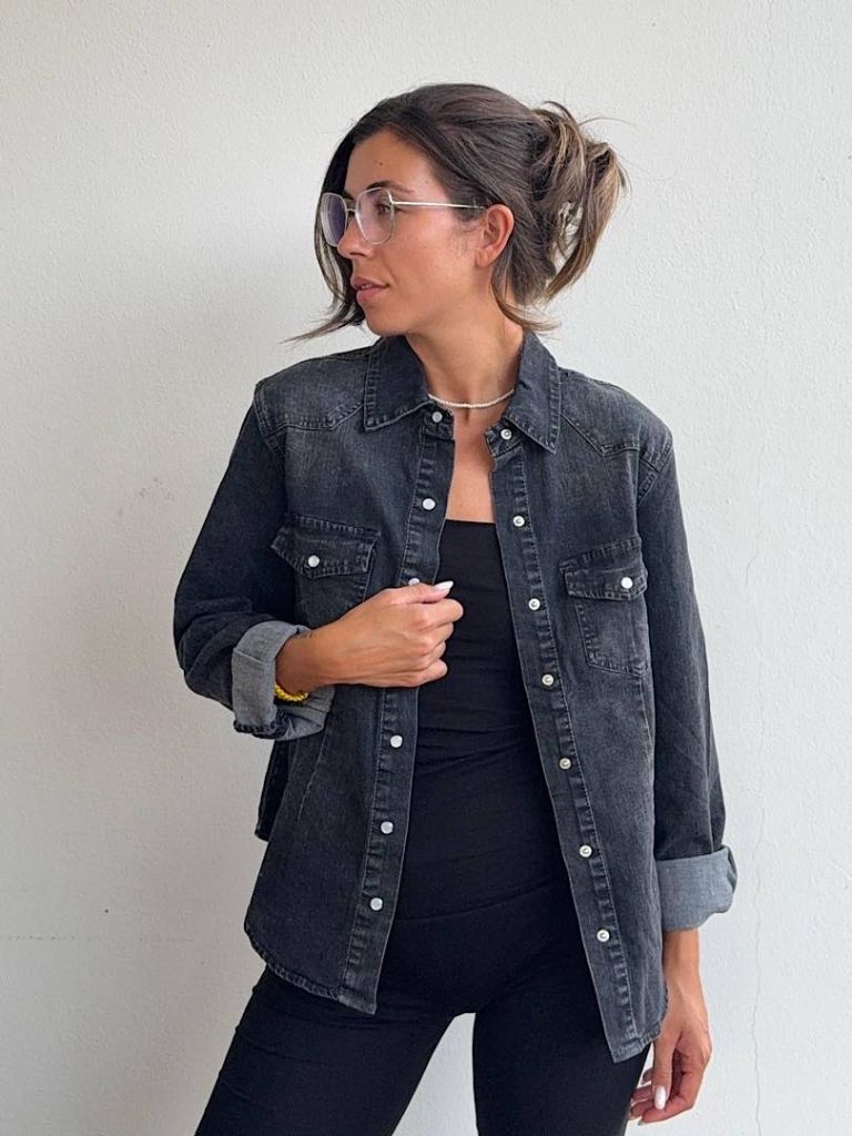 Camicia denim grigio