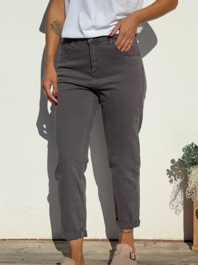 Jeans MOM Grigio