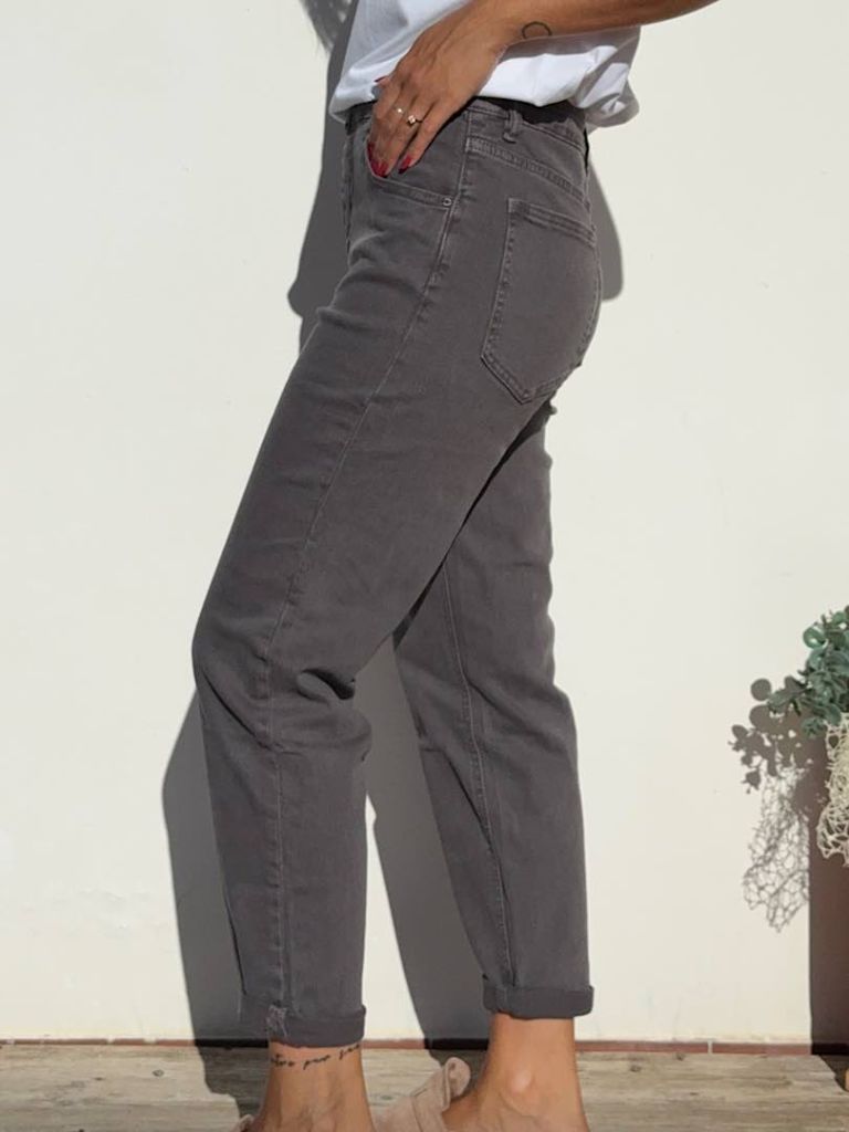 Jeans MOM Grigio