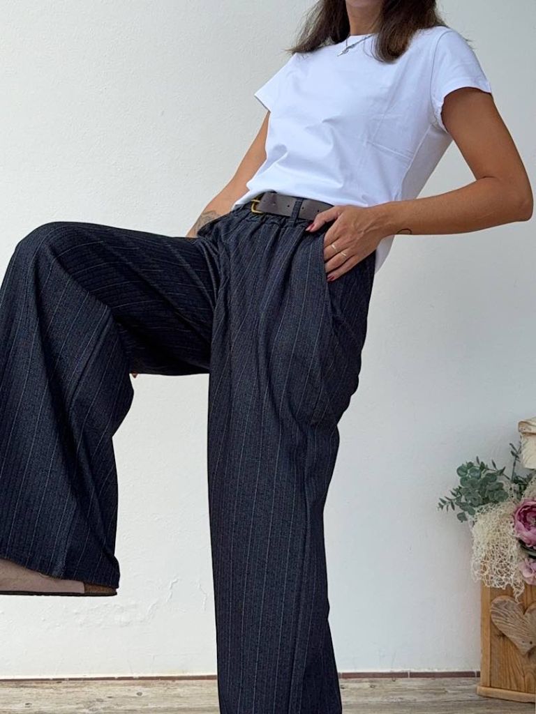 Pantalone palazzo gessato