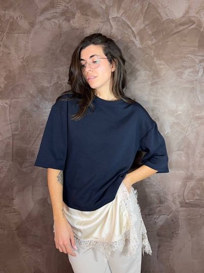 T-shirt Clotilde con top incorporato donna blu