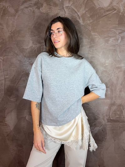 T-shirt Clotilde con top incorporato donna grigia