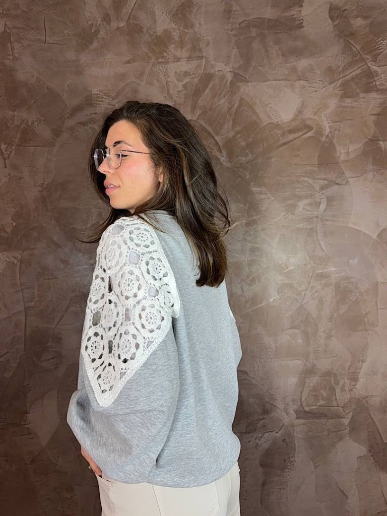 Felpa Macram&egrave; Grigia