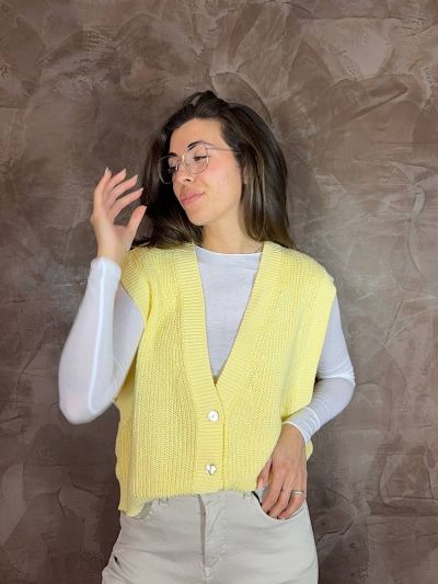 Gilet Rita donna in maglia verde acqua