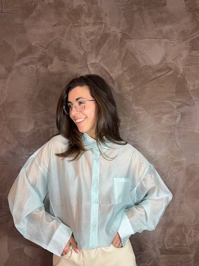 Camicia Greta oversize donna verde acqua