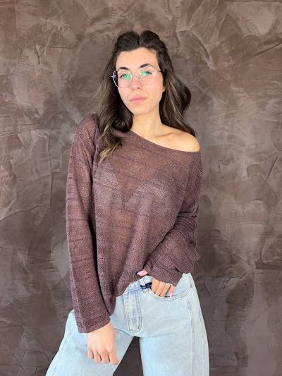 maglia livora Artlove donna marrone maglia casual chic