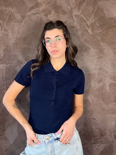 polo Cleola Artlove donna bianca traforata maglia casual chic