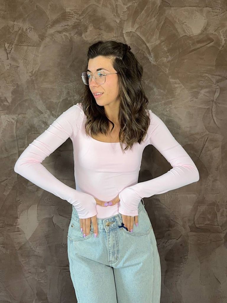 Body con Manicotti Rosa