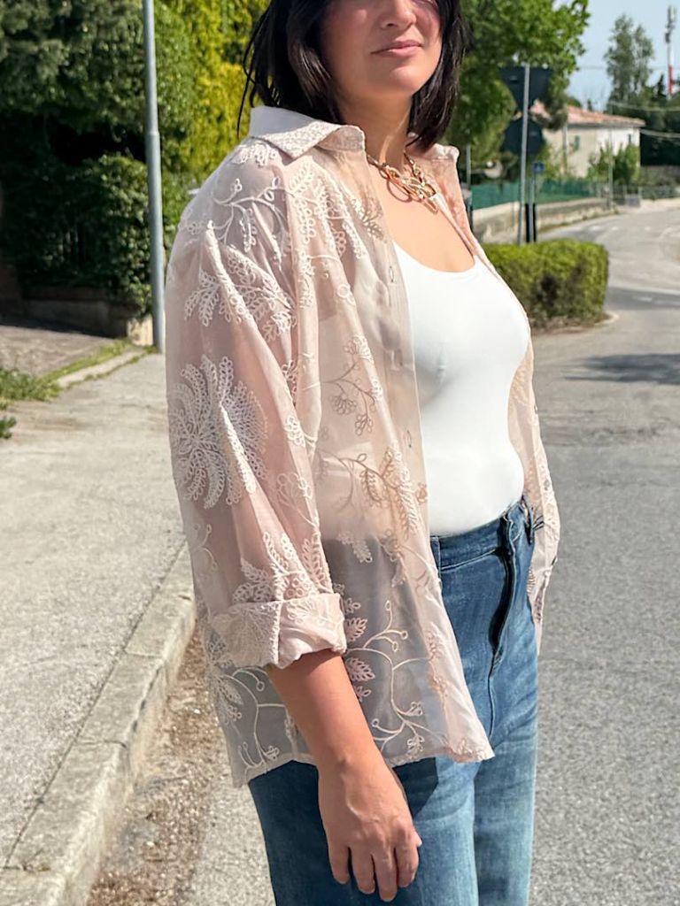 Camicia Oversize Ricamata