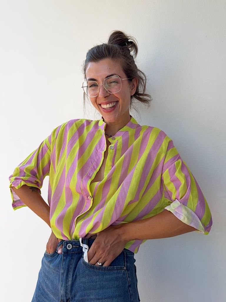 Camicia Ibiza lime e lilla