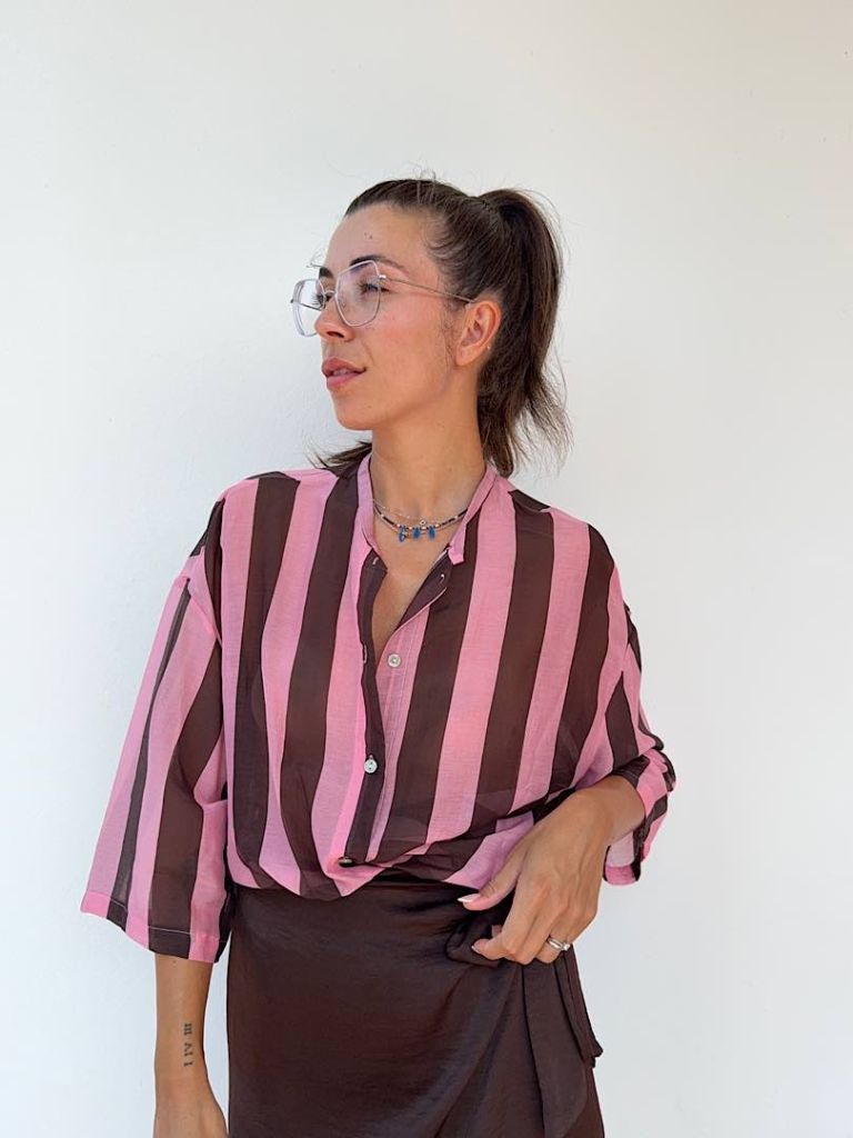 Camicia a righe pink e brown