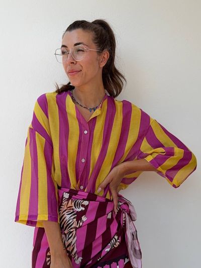 Camicia a righe Yellow e purple