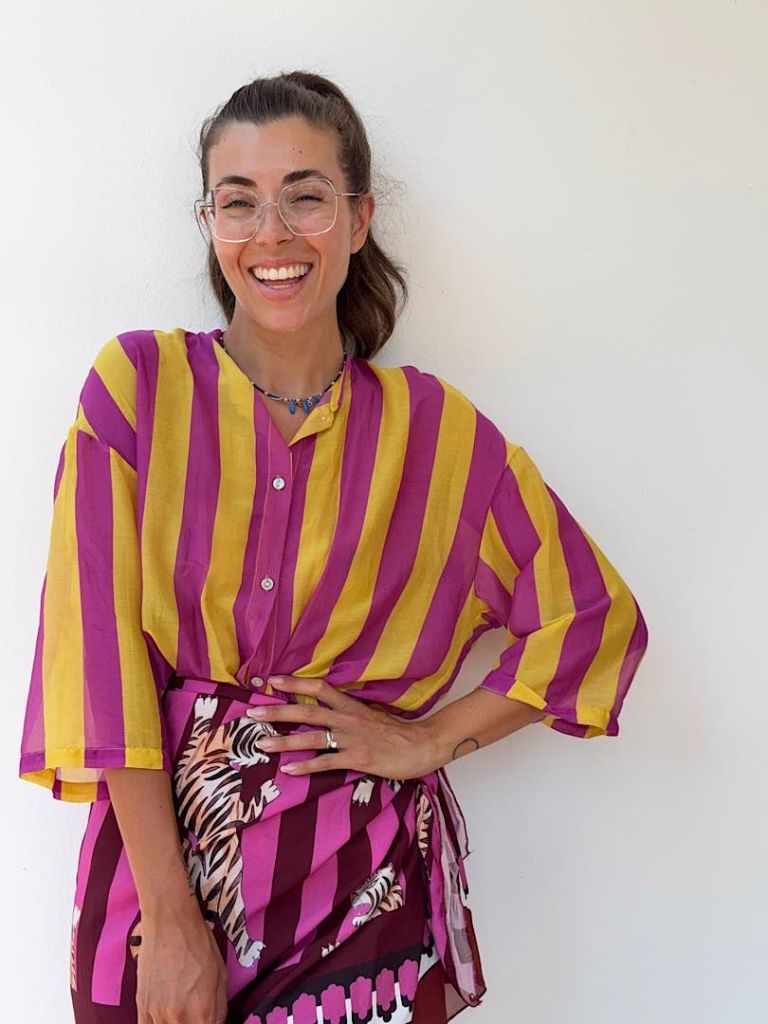 Camicia a righe Yellow e purple