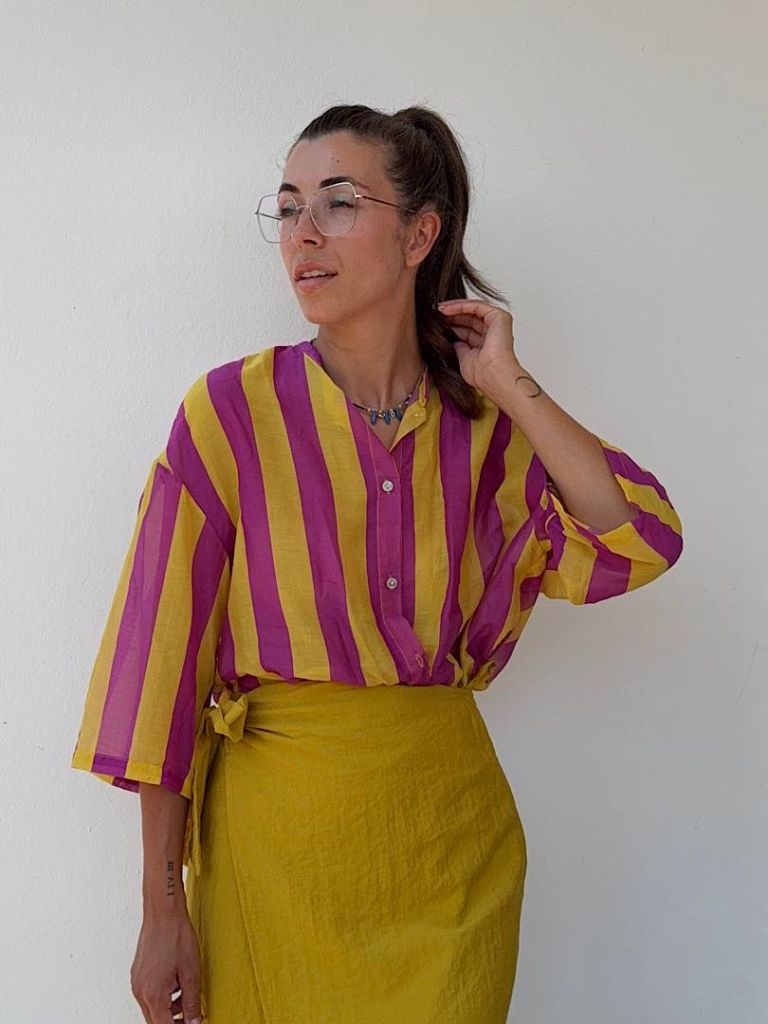 Camicia a righe Yellow e purple