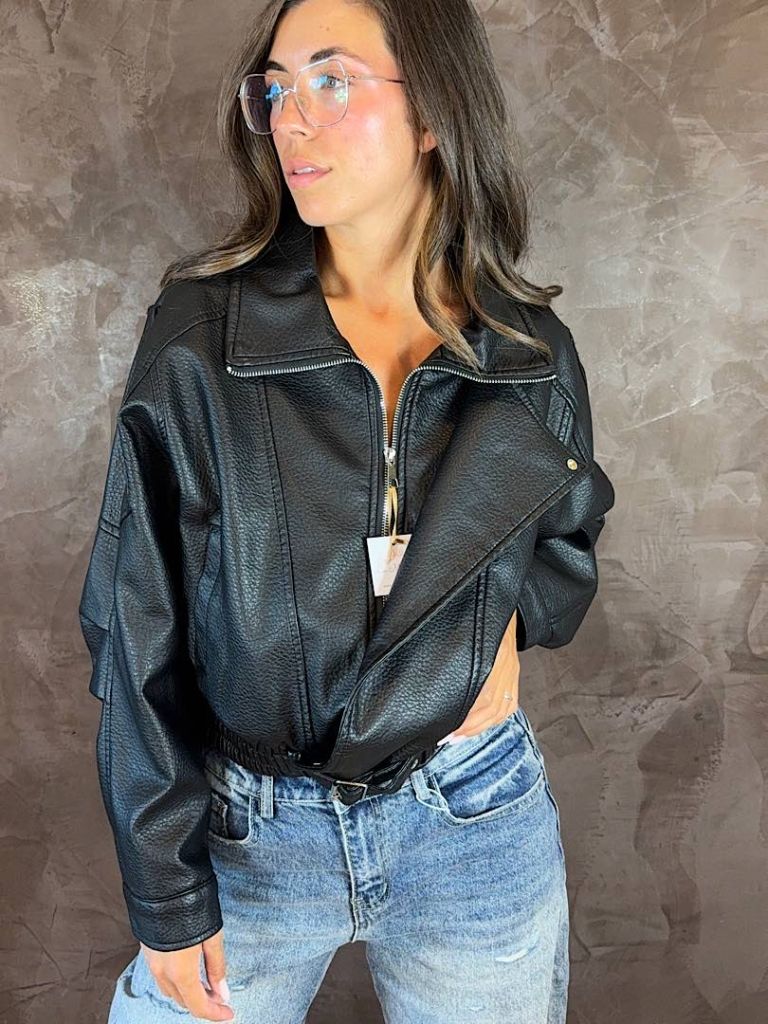 Bomber Biker in ecopelle