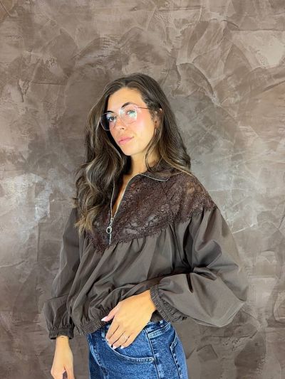 Bomber Donna con Inserto in Pizzo