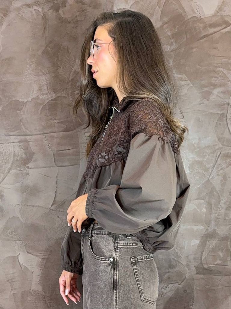 Bomber Donna con Inserto in Pizzo