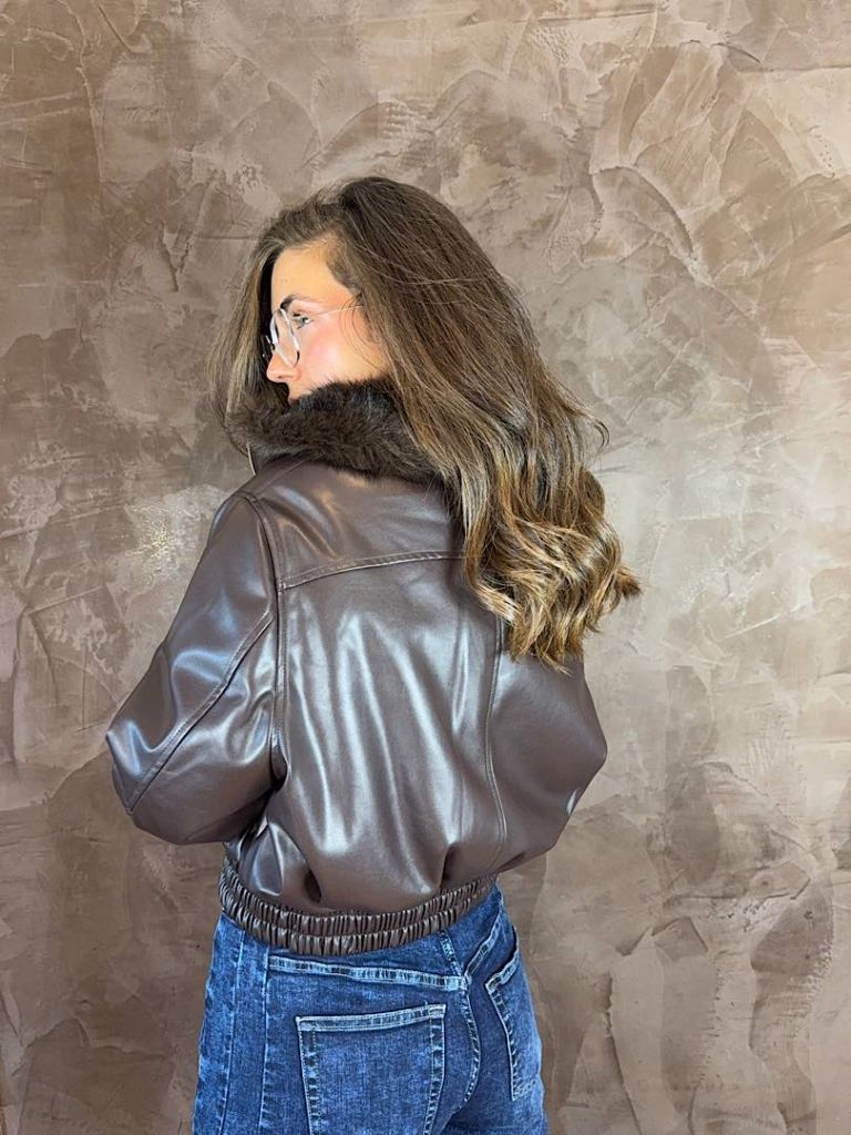 Bomber Double Face in Ecopelle ed Ecopelliccia