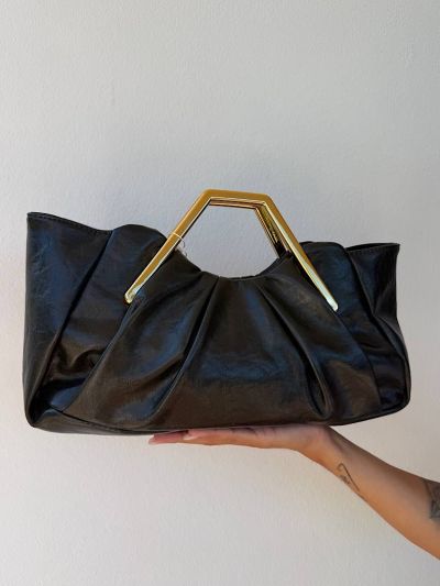Borsa Verde Scuro con Manico Gioiello Oro