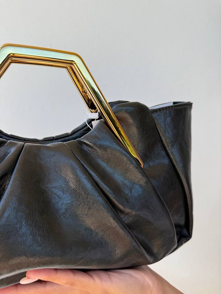 Borsa Verde Scuro con Manico Gioiello Oro