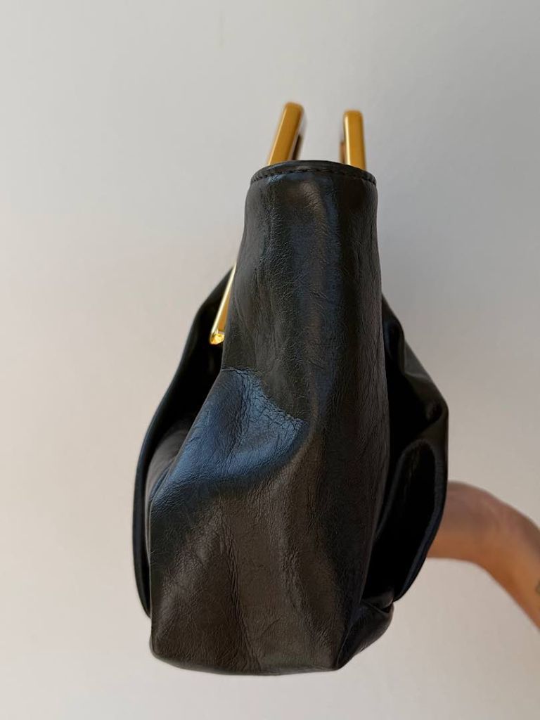 Borsa Verde Scuro con Manico Gioiello Oro