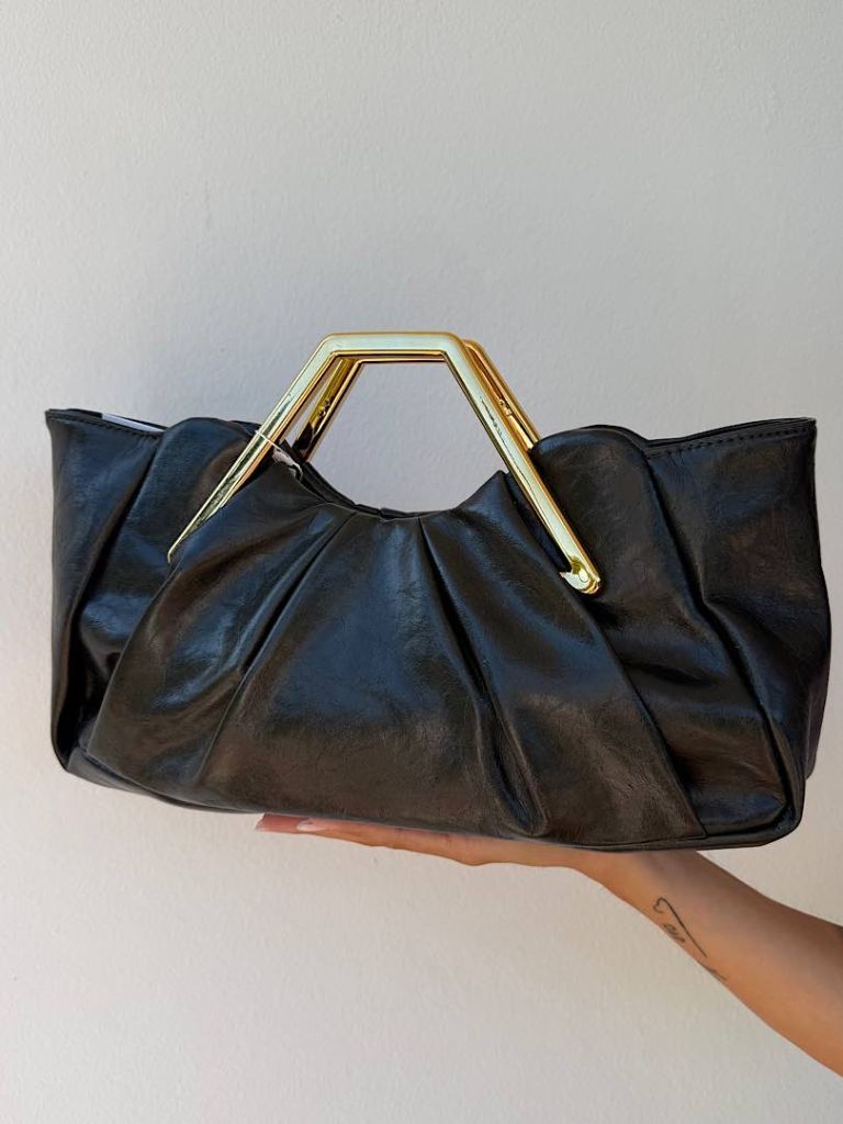 Borsa Verde Scuro con Manico Gioiello Oro