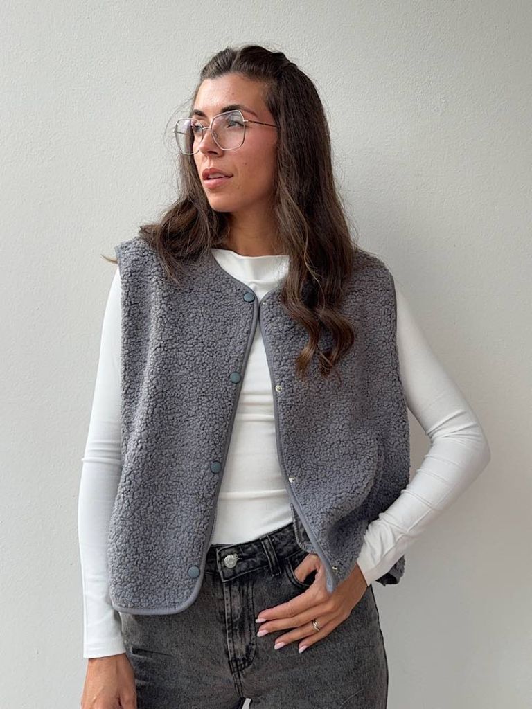 Gilet Teddy Grigio