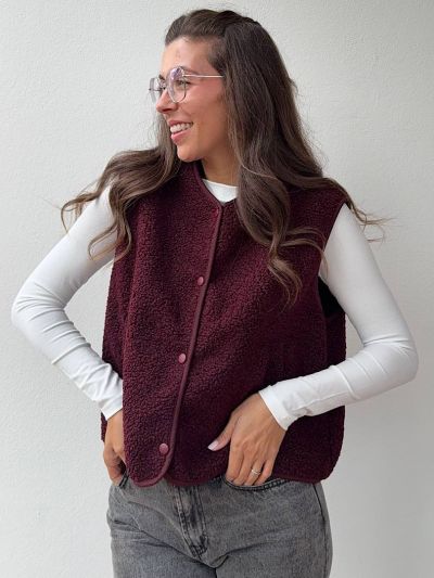 Gilet Teddy Bordeaux