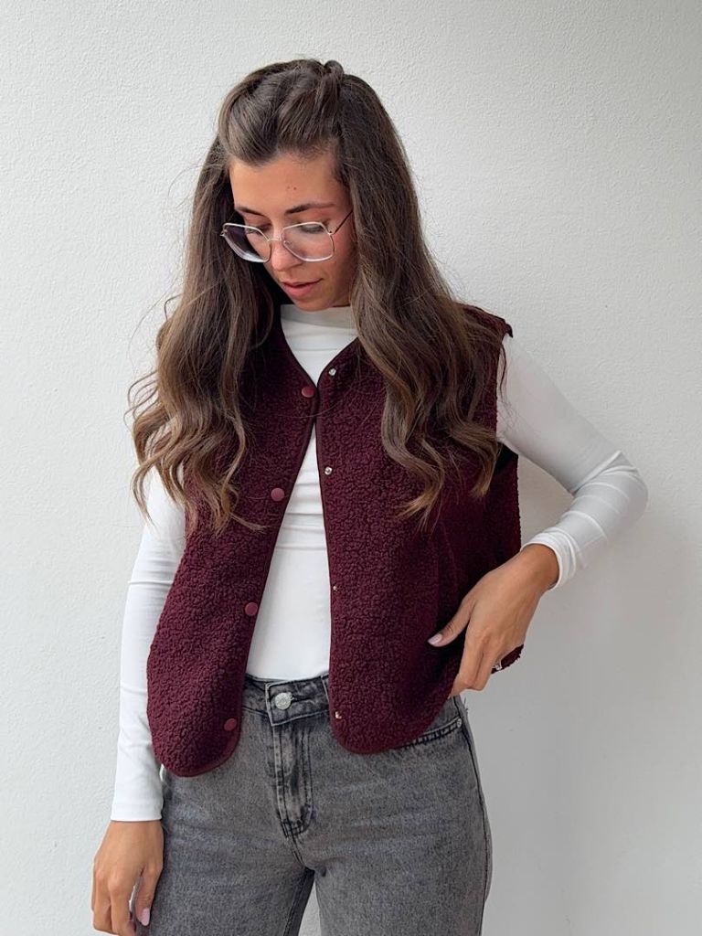 Gilet Teddy Bordeaux